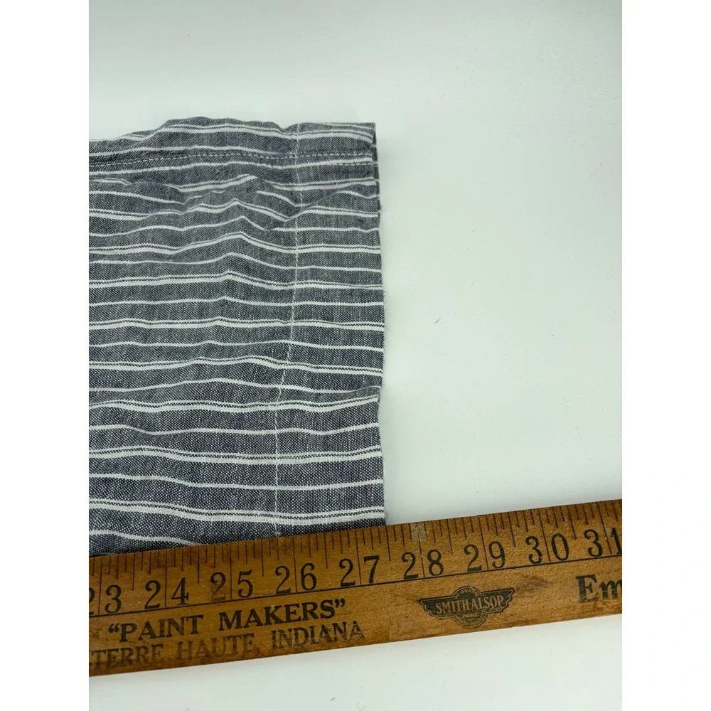 Briggs Linen Pants Grey Striped, Pull On Beach Coastal Summer, Size XL, Pre-Own